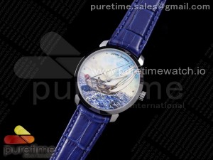 Ulysse Nardin Classico Manufacture Manara SS FKF Best Edition Style8 on Blue Leather Strap A2892