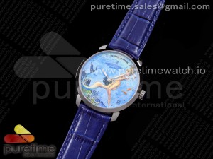 Ulysse Nardin Classico Manufacture Manara SS FKF Best Edition Style9 on Blue Leather Strap A2892