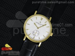 Traditionnelle YG White Dial Style 2 on Black Leather Strap A4400
