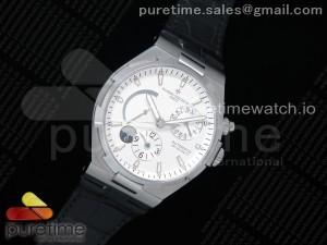 Overseas Dual Time Power Reserve TWA Best Edition White Dial on Black Leather Strap A1222