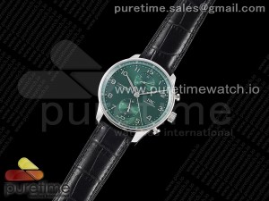 Portuguese Chrono IW3716 ZF 1:1 Best Edition Green Dial on Black Leather Strap A69355
