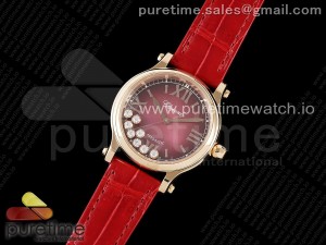Happy Sport 33mm RG ZF 1:1 Best Edition Red Dial on Red Leather Strap MIYOTA 9015