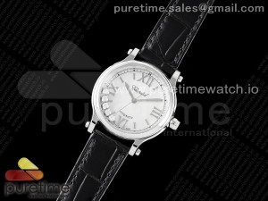 Happy Sport 33mm SS ZF 1:1 Best Edition White MOP Dial on Black Leather Strap MIYOTA 9015