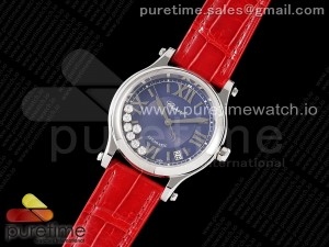 Happy Sport 36mm SS ZF 1:1 Best Edition Blue Dial on Red Leather Strap A2892