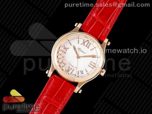 Happy Sport 36mm RG ZF 1:1 Best Edition White Dial on Red Leather Strap A2892