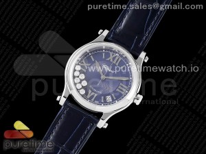 Happy Sport 36mm SS ZF 1:1 Best Edition Blue Dial on Blue Leather Strap A2892